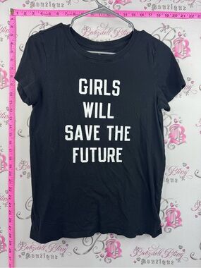 American Eagle outfitters soft Girls Will Save The Future Black Graphic Tee